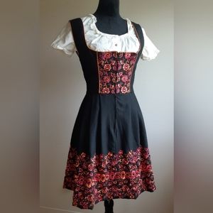 Vintage Authentic German Dirndl Oktoberfest medium black pink